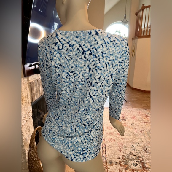 Nine West Blue Quarter Sleeve Blouse Size Large - Picture 7 of 11